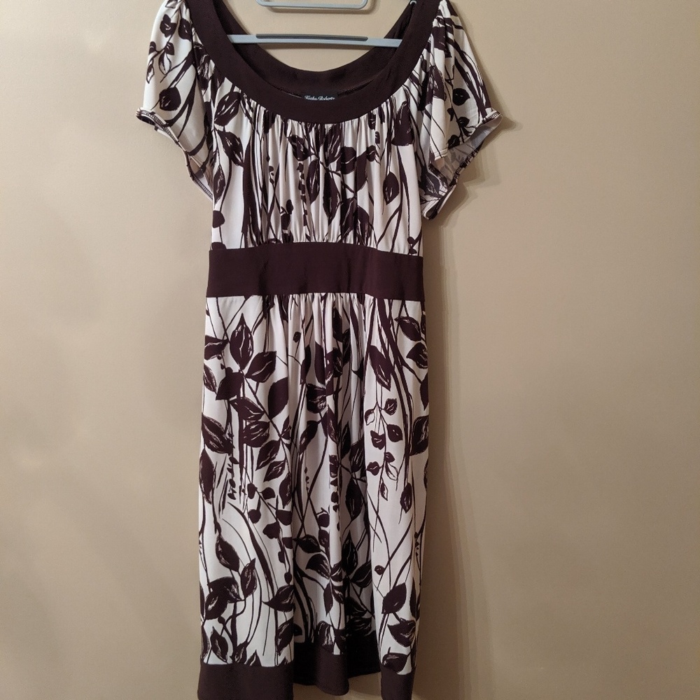 Brown and White Dress